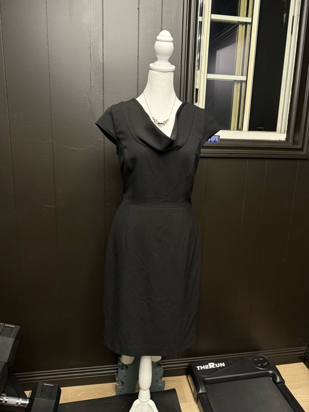 Classic Calvin Klein Black Cowl Neck Sheath Dress - Women